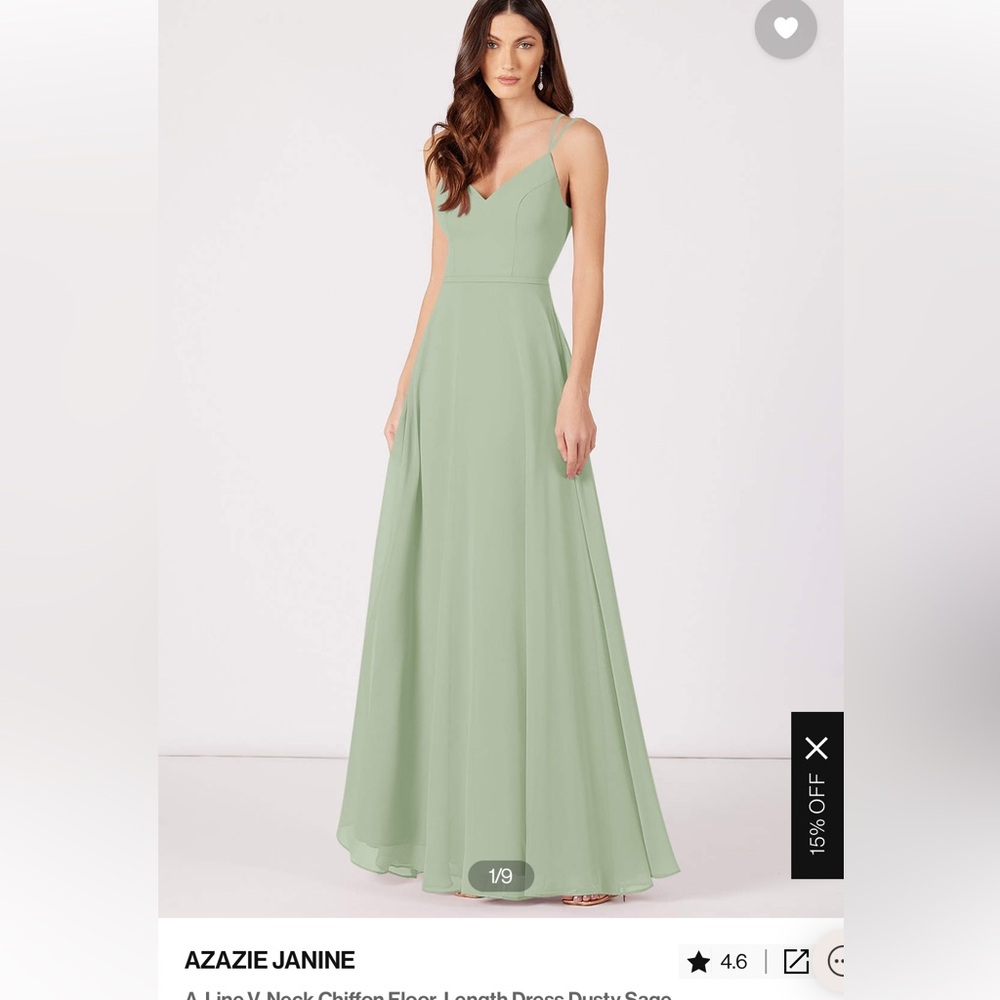 azazie Janine dusty sage size 6